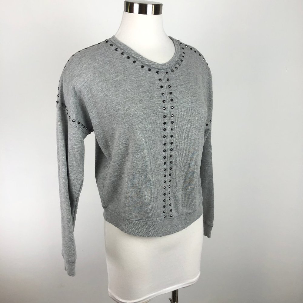 Rails Wilson Sweatshirt Studded Knit Top Size XS Terry Inside Heather Gray